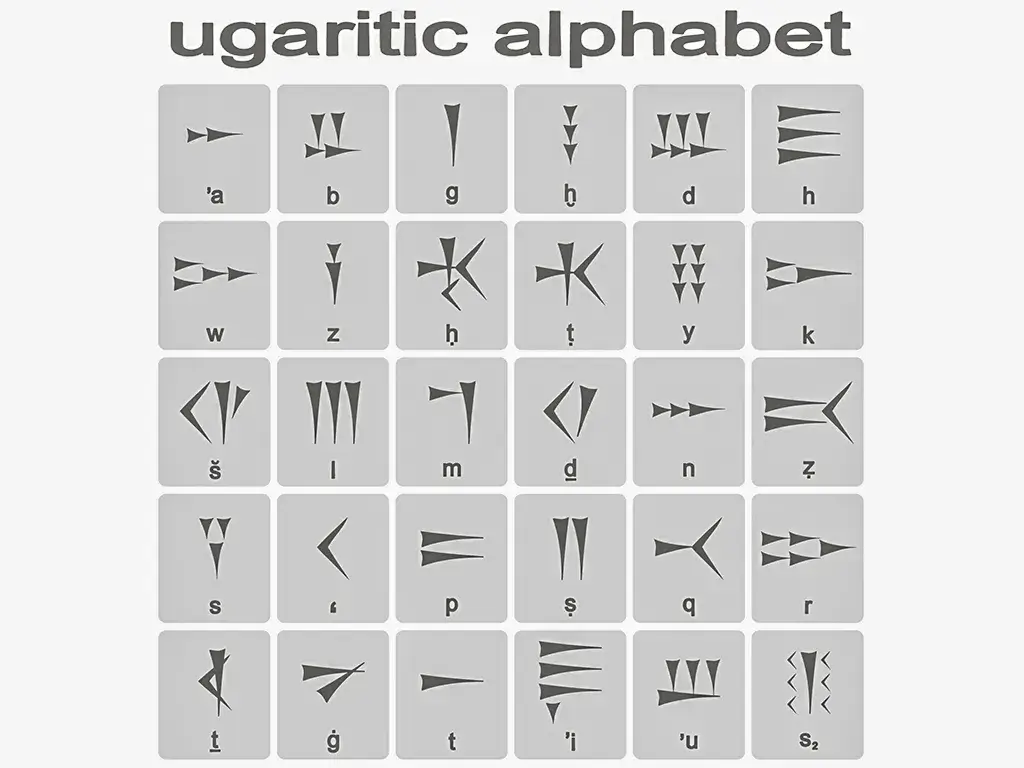 The First Emporion of the Bronze Age: The Rise and Fall of Ugarit - The 30 cuneiform characters of the Ugaritic Alphabet